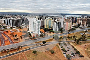 Buildings and Paranoa Lake Brasilia Brazil photo