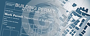 Buildings Permit concept with imaginary cadastral map photo