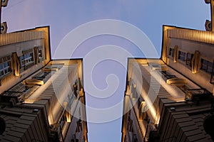 Buildings perspective at dusk