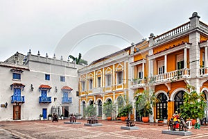 Buildings at Plaza De Los Coches, Cartagena  Bolivar, Colombia photo