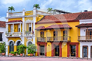 Buildings at Plaza De Los Coches, Cartagena  Bolivar, Colombia photo