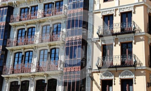 Buildings in plaza zocodover, toledo, spain photo