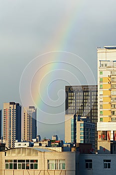 Buildings and rainbow