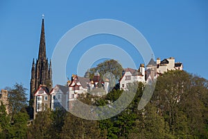 Buildings of Ramsay Gardens with the gothic spire of The Hub in E photo