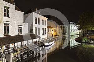 Buildings Reflected on the Dijver Canal in Bruges