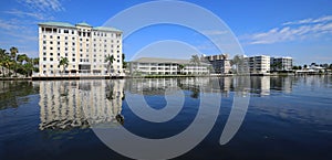 Buildings reflected in the Fort Lauderdale Intracoastal Waterway.