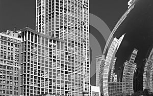 Buildings reflection in a Chicago Cloud Gate Bean