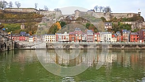 Buildings on river bank of Meuse river in Namur