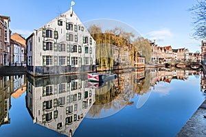 Buildings on riverside in Lier