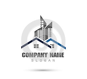 Buildings roof of house Home logo real estate construction residential symbol vector icon.