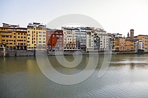 Buildings in a row right on the Arno River