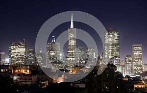 Buildings San Francisco Skyline Illuminated Night