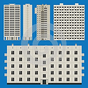 Buildings set with block houses photo