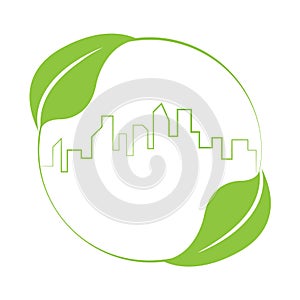 Buildings skyline logo sustainable green design