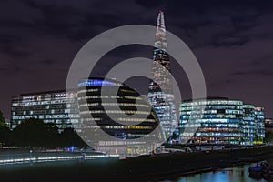 Buildings on the south bank of the river Thames in London