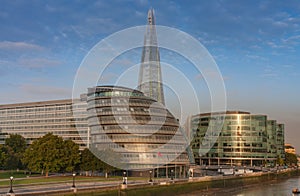 Buildings on the south bank of the river Thames in London