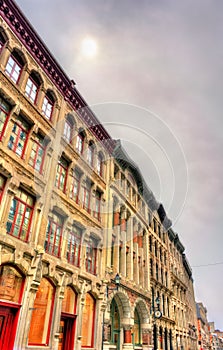 Buildings on St Paul street in Old Montreal, Canada