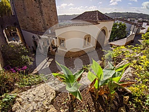 Buildings and streets in historical Obidos town, Portugal