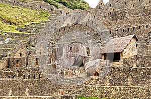 Buildings structure in Incas city of Machu Picchu in Peru