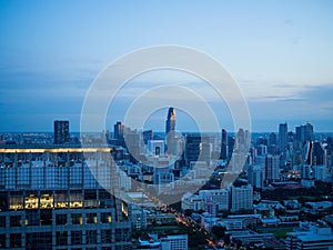 Buildings in sunset view in evening light