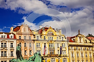 Buildings surrounding the Old Town Square in Prague
