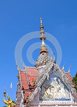 Buildings in temples, Buddhism in Thailand, sky background