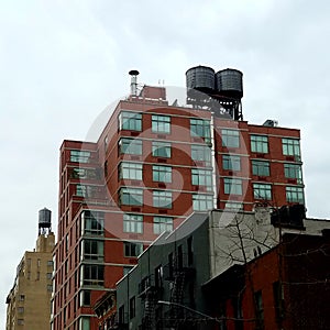 Buildings with three water tank towers