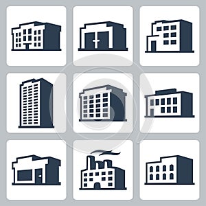 Buildings vector icons, isometric style #2