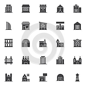 Buildings vector icons set