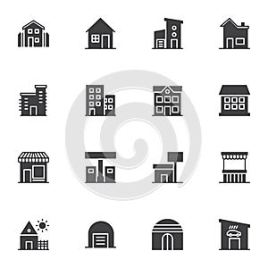 Buildings vector icons set