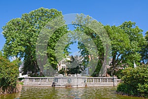 Buildings in Viersen at the pond in the old city garden