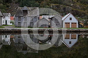 Buildings in village of LÃ¦rdalsÃ¸yri, Norway