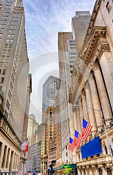 Buildings on Wall Street in Manhattan, New York City