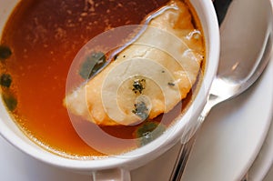 Buillon, soup with tortelloni