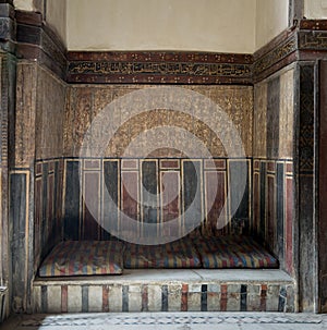 Built-in arabian bench couch at El Sehemy house, Cairo, Egypt photo