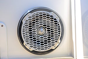 Built-in stereo speakers close up