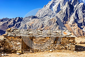 Built from stones Sherpoa house in Nepal