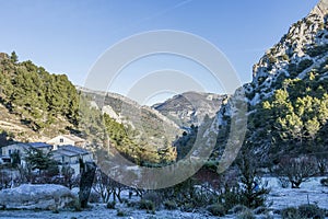 Buis-les-Baronnies is a commune and village in winter, Drome department in southeastern France photo