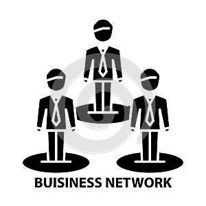 buisiness network icon, black vector sign with editable strokes, concept illustration photo