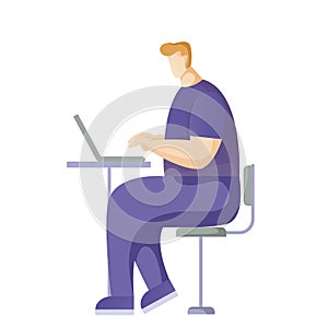 A buisnessman sitting infront of his laptop searching information in computer network. Searching concept