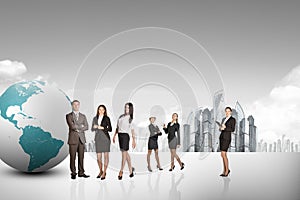 Buisnesspeople with earth globe