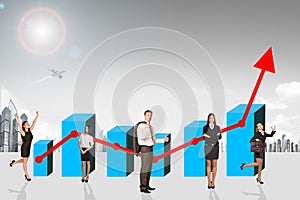 Buisnesspeople with growth graph