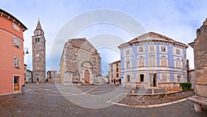 Buje. Town of Buje old cobbled square view