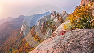 Bukhansan mountains in autumn,Seoul in South Korea