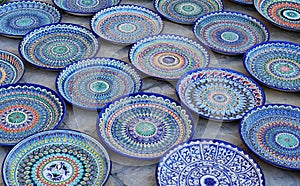 Bukhara: blue painted hand made ceramic plates