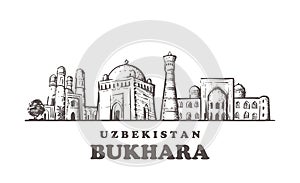 Bukhara sketch skyline. Bukhara, Uzbekistan hand drawn  illustration photo