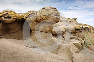 Bukobay yars, a product of wind erosion. Natural landscape and geological attraction