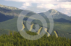 Bukovel ski resort in summer, Carpathians, Ukraine