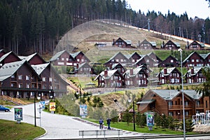 Bukovel ski resort. on the territory are hotel complexes.