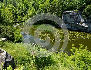 Buky Canyon summer landscape  Hirskyi Tikych river  Cherkasy Region  Ukraine